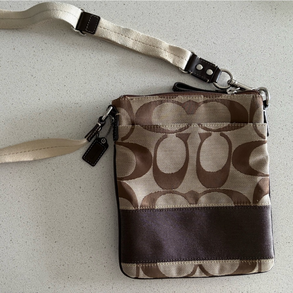 Coach Brown Signature Monogram Crossbody Bag